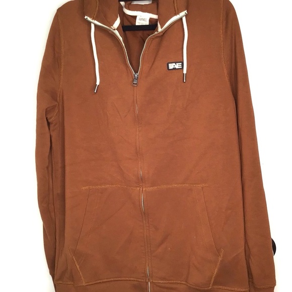 Men’s American Eagle Brown Tan Zip Up Sweatshirt Hoodie Size MT(Medium Tall) - Picture 8 of 11